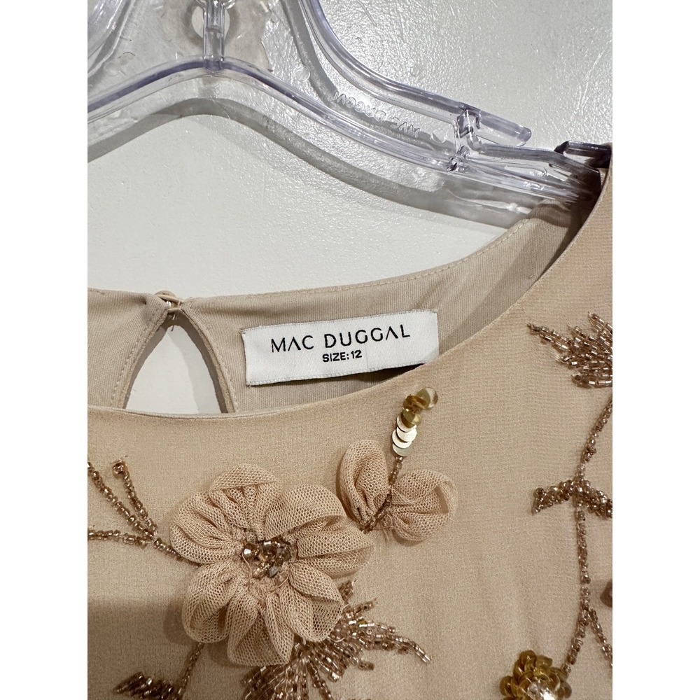 NWT Mac Duggal Floral Embellished Kaftan Gown in Nude Gold Size 12 Fairy Boho - Picture 16 of 16